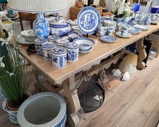 blue and white dishes