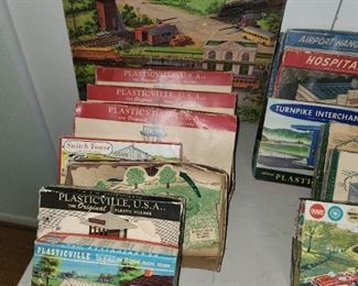 Plasticville houses/buildings. Most vintage and never out of the boxes.