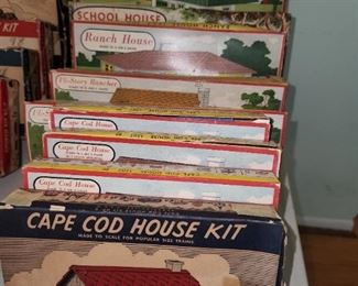 Plasticville houses/buildings. Most vintage and never out of the boxes.