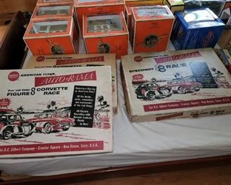 3 vintage Gilbert American Flyer Auto-Rama Speedway 8 Race electric racetrack sets