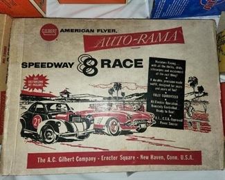 3 vintage Gilbert American Flyer Auto-Rama Speedway 8 Race electric racetrack sets