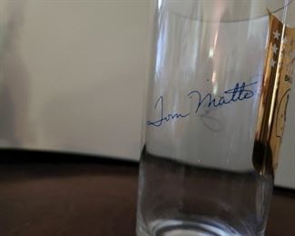 pair Colts glasses signed by Tom Matte and John Mackey