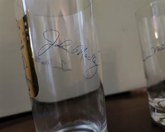 pair Colts glasses signed by Tom Matte and John Mackey