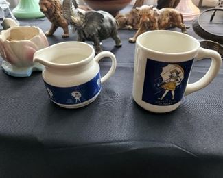 Vintage Morton salt dishes, cup from 1956