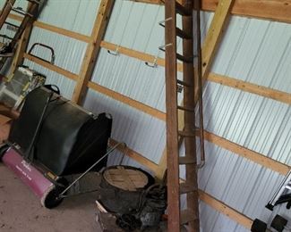 Pair of vintage wooden ladders from Western Bell phone company central office