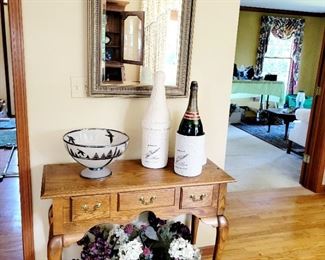 Side table,  Champagne Magnums, sterling inlaid bowl