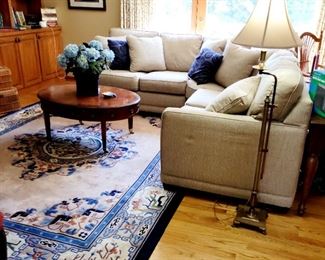 La Z Boy, sectional sofa. Rug, coffee table, lamps, 