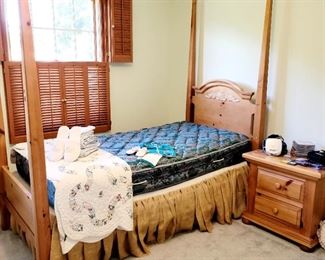Twin bed set, matching nightstand,  dresserW/ mirror, desk w/hutch