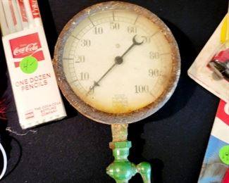 Old steam pressure gage from Coke Cola  factory, used for cleaning bottles