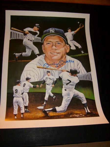 Signed Mickey Mantle Litho w/COA