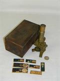 Circa 1877 Microscope w/ Box and Slides