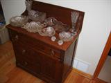 Antique Commode, Crystal & Glass
