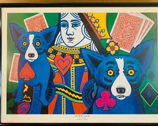 Framed George Rodrigue that was printed for Harrahs Casino builders—limited edition
