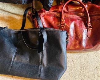 Gorgeous handbags including this solid leather Italian duffel bag 