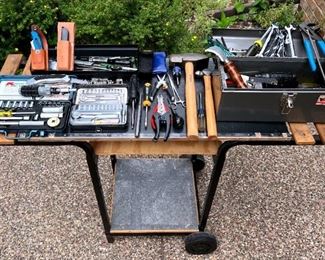 Collection of Hand Tools with Cart