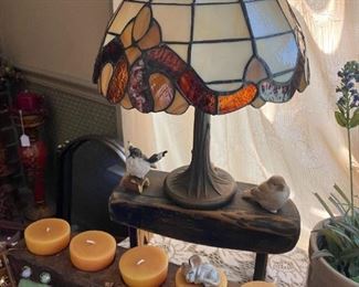 Nice stained glass lamp and candle bar
