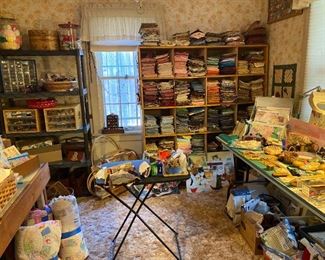 Room full of sewing and quilting supplies