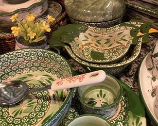 Green patterned Temp-tations stoneware