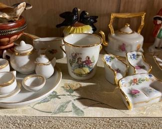 Miniature china pieces from Limoges, France.