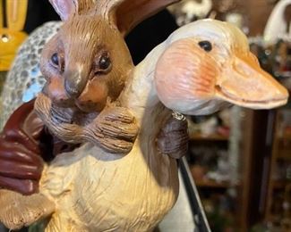 Sweet Easter Bunny ridiing the back of a duck.  More bunnies and Easter items available.