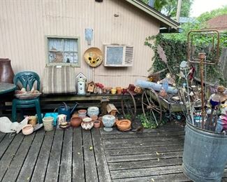 View of the pots and outdoor stuff  for sale.
