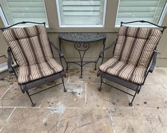 Wrought Iron Motion Chairs / Demi-lune Table