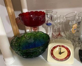 Vintage flash glass, clock