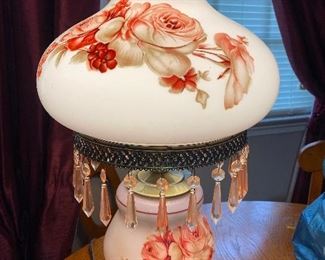 Glass lamp with lighted vase 