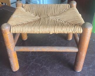 Antique Rush woven stool