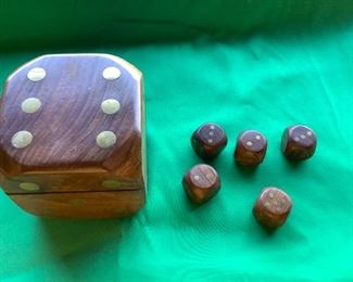 Vintage Wooden Dice Set / Housed in wood dice designed box. 