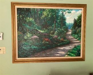 Oil Painting by Henry Peeters ORIGINAL "Rambling Woods" oil in canvas 48"x36", Born in China in 1953 was formally trained in traditional painting techniques and styles. Henry Peeters is an Impressionist  of landscapes. Has all documentation on this print.