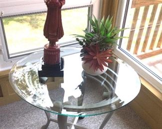 GLASS & BRUSHED CHROME SIDE TABLE