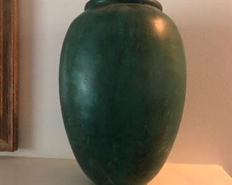 Vintage Chinese green bronze or brass vase 