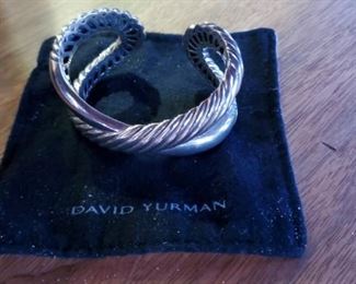 David Yurman Cable Crossover Hinge Cuff Sterling Silver & 18K yellow gold