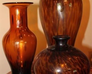 Tortoise shell glass vases