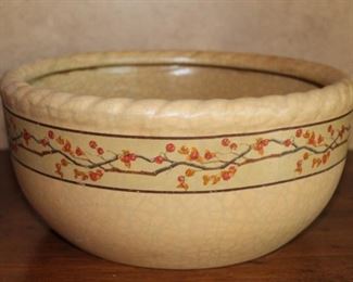 Vintage flower trimmed stoneware bowl