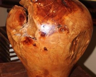 Hand carved wood vase-about 18" tall x 12" wide