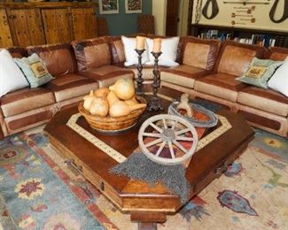 An overview of this incredible room!  The couch is a custom Stickley Cibola tri-color leather sectional by the way. 