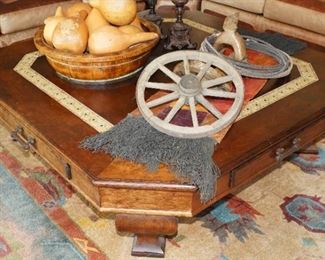 Inlaid mosaic wood coffee table-about 5ft x 5ft