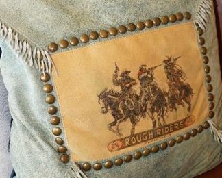 Leather etched throw pillow-we have 2 of these.