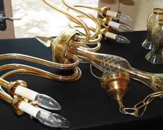 Murano etched amber glass chandelier-orig. $10,000.00