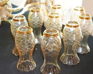 Murano etched amber glass chandelier