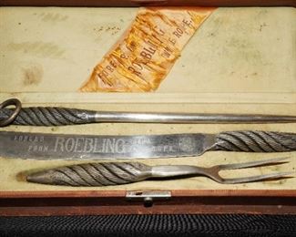Roebling twisted wire carving set-these pieces are antique from the wires from suspension bridges