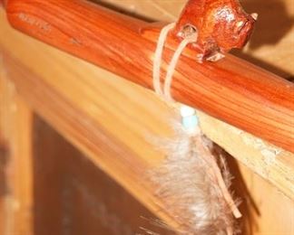 Hand carved Navajo flute with buffalo