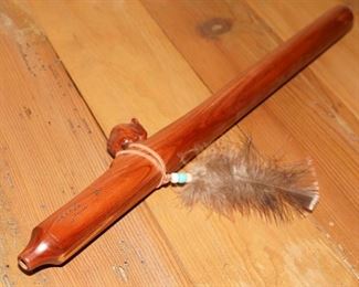 Hand carved Navajo with flute with buffalo along for the ride
