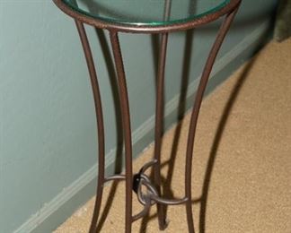 Wrought iron glass topped accent table