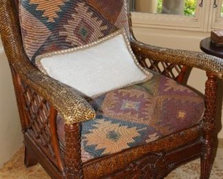 Rattan & wood easy chair