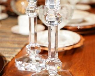 Val Lambert crystal candle sticks-Vintage