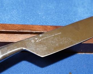 Lauffer stainless fork & knife in wood case