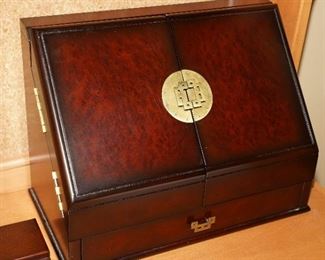 Mahogany tabletop desk organizer cabint